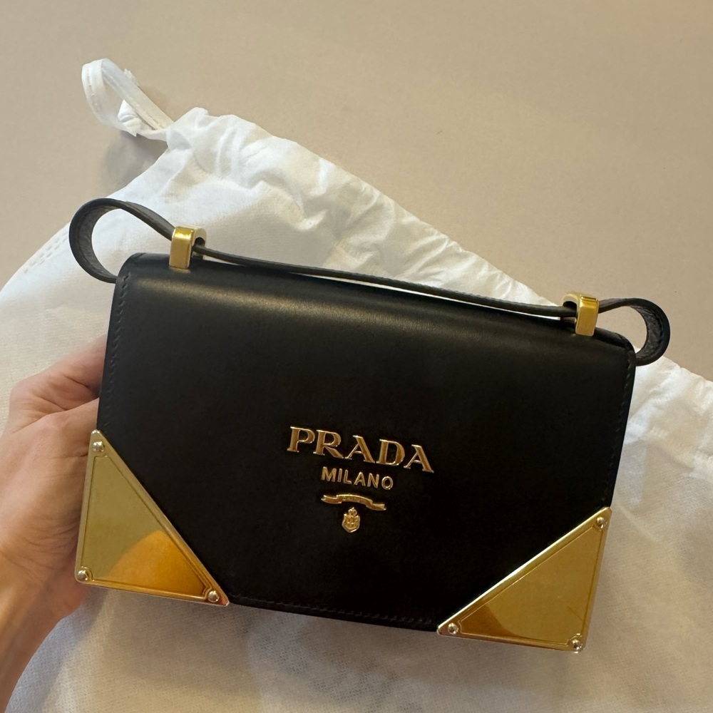 Prada Black and Gold Crossbody Bag